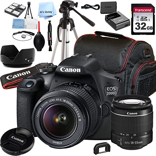 Canon EOS 2000D (Rebel T7) DSLR Camera w/EFS 1855mm F/3.55.6 Zoom is II Lens + 32GB Memory