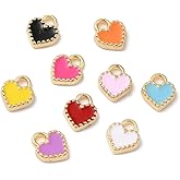 Clotiry 100Pcs Random Color Mini Enamel Heart Shape Charms Cute Love Heart Pendants for Jewelry Necklaces Bracelets Making Crafts