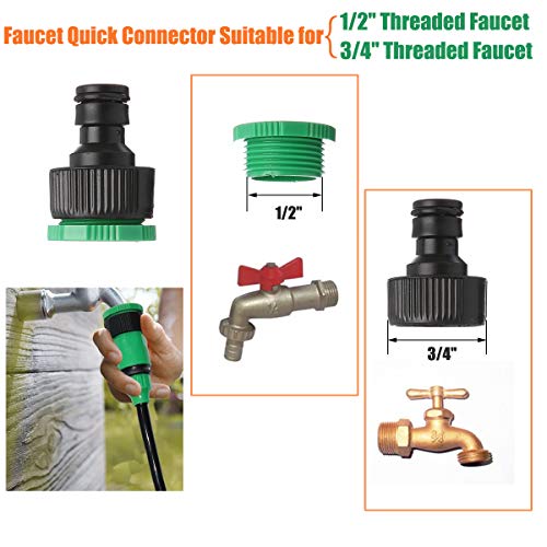 2019 Upgrade Outdoor Misting Cooling System Kit, Drip Irrigation Watering Kits, Great for Summer Mister Cooling and Plants Watering, 49FT Misting Line + 20PCS Adjustable Misting Nozzles+Quick Adapter - Thumbnail 4