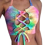 Women's Vest,Neartime Bandage Bikini Crop Top Hollow Out Multicolor Ladies Tops (S)