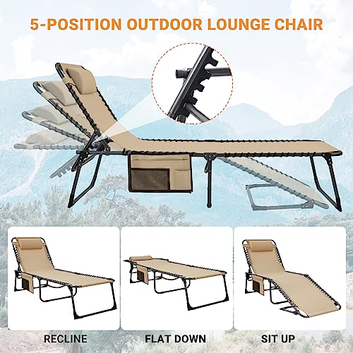 KingCamp Chaise Lounge Outdoor Adjustable Textilene Waterproof Patio
