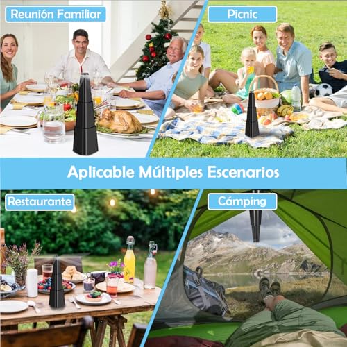 2 piezas Ventilador para Moscas de Mesa Portátil,Espanta Moscas para Mesa de Comedor Retráctil,Ahuyentador de Moscas con Gancho y Hoja de seguridad,paraRestaurantes, Hogar, Picnics (Negro, 2 paquetes)
