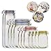 Reusable Ziplock Snack Bags, 12 pcs Cute Mason Jar Pattern Food Storage Zipper Bags, Reusable Sandwich Bags Dishwasher Safe for Kitchen Picnic Camping Organizer (Tallx2+Lx3+Mx3+Sx4)
