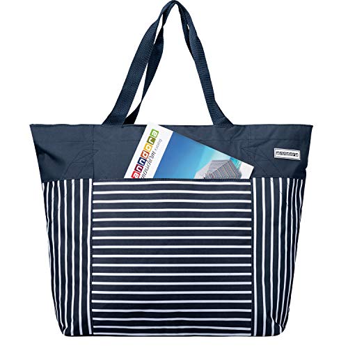 anndora XXL Shopper Navy blau weiß - Strandtasche 40 Liter Schultertasche Einkaufstasche – Bild 3