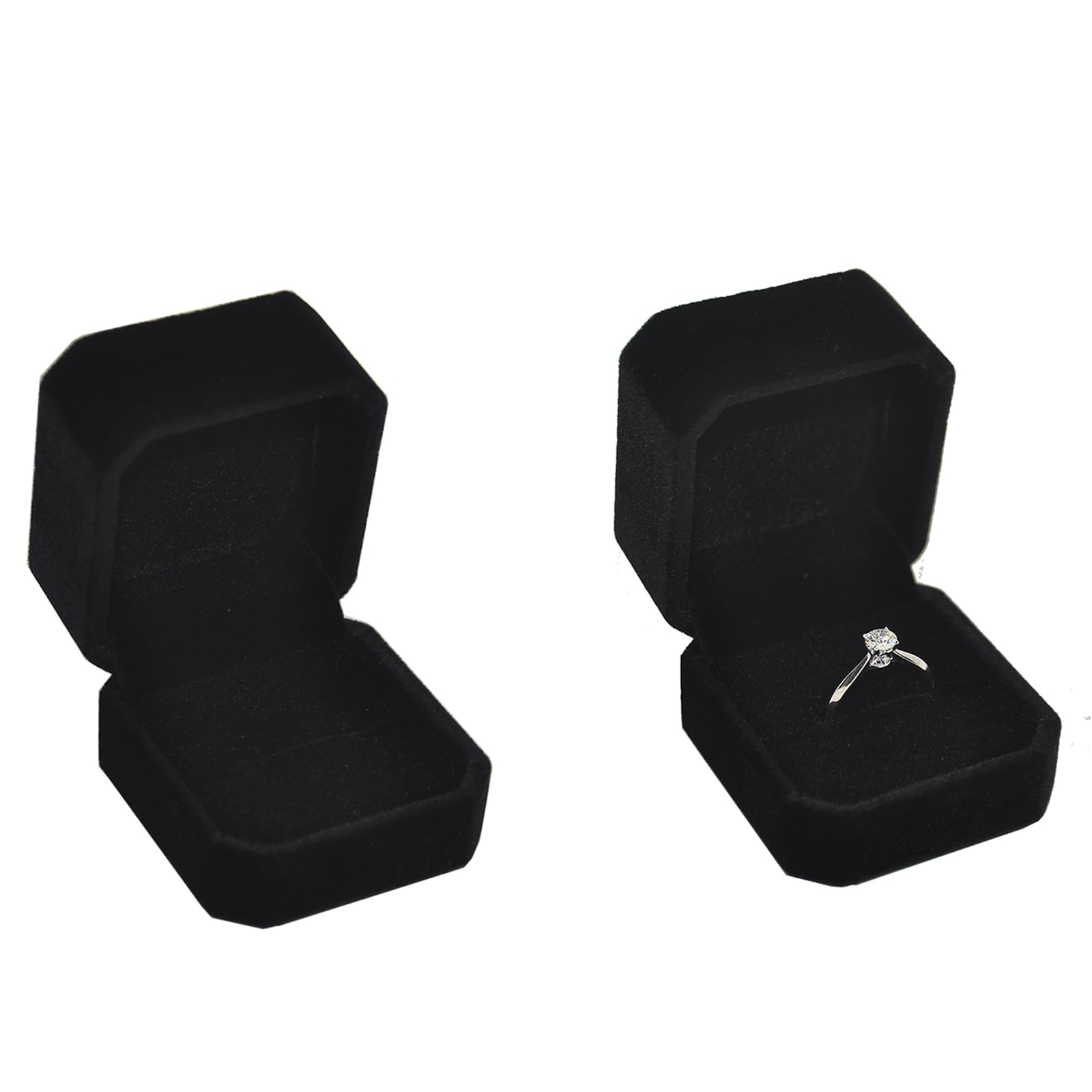 iSuperb 2pcs Ring Box Velvet Jewelry Box Wedding Ring Case Black Jewelry Gift Box Luxury Earring Box Proposal Jewelry Storage Case Jewelry Display Holder Valentine's Day