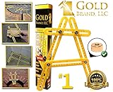Upgraded Multi Angle Measuring Ruler Measures All Forms & Angles, Template Tool, Angle Finder Tool, Gold Brand Angleizer, General Tools For Carpenter,Builders, Craftsmen