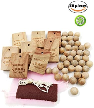 GREENLE Moth balls Repellent for Closets Storage Anti Moth With Natural Camphor Wood Root Blocks And Moth Protection Freshener for Clothes Drawer Household Essentials Accessories Pack 58pieces