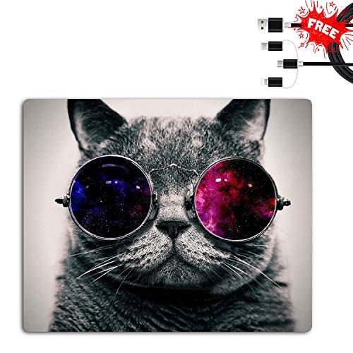 Customized Mouse Pad Mat-Space Cat-Stitched Edge,Non-Slip Rubber Base Mousepad for Laptop, Computer & PC, 11.8¡Á9.8¡Á0.08 inches