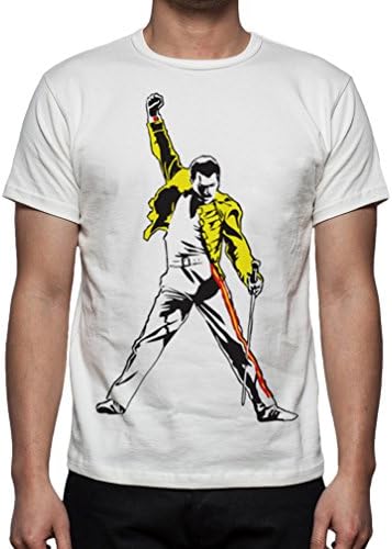Palalula Men's Music Freddie Mercury Tribute T-Shirt M White