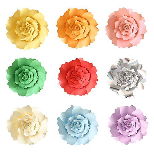 Lucky Monet 3D Paper Flower Backdrop DIY Wavy Petals Flower Crafting Wall Decoration for Wedding Birthday Party Celebration (2Pcs/8"/Beige)