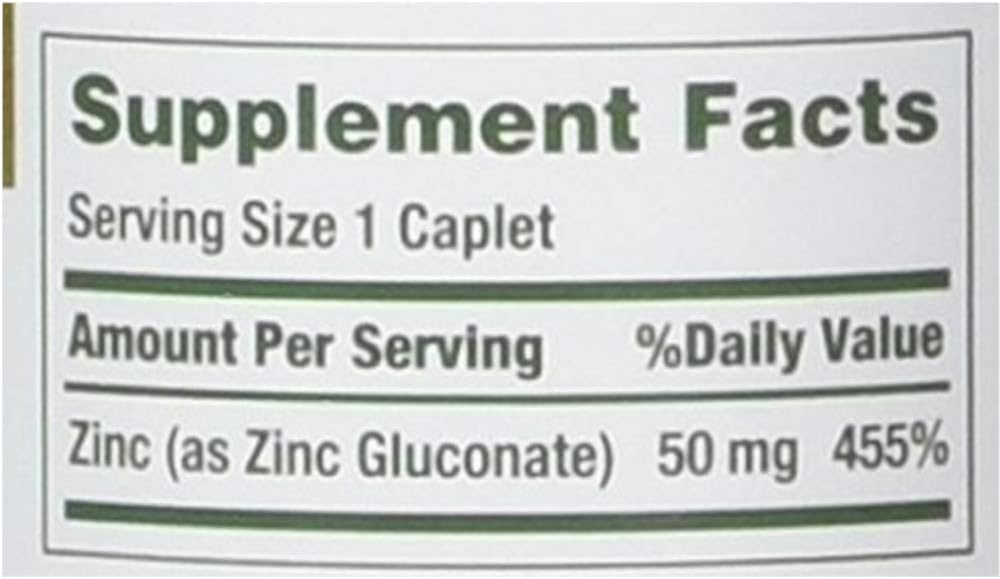 Nature's Bounty Zinc 50 mg Caplets 100 ea (Pack of 3): Health & Personal Care