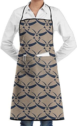 Unique Cyclic Graph Novelty 3D Print Water Resistant Polyester Kitchen Apron With Big Pockets Machine Washable Easy Care Twill Sewing Bib Apron For Cooking BBQ Party