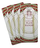 Brass Vinyl Coated Plate Hanger 8 to 10 Inch - Set of 4 Pcs - Clear Vinyl Sleeves Protect the Plate - Hook and Nail Included
