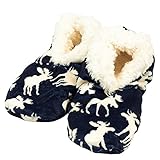 LazyOne Women's Fuzzy Feet Slipper Socks (L/XL, Classic Moose Blue)