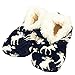 Classic Moose Blue Womens Plush Fuzzy Feet Slippers LazyOne | Ladies Soft Fuzzy House Slippers (L/XL)