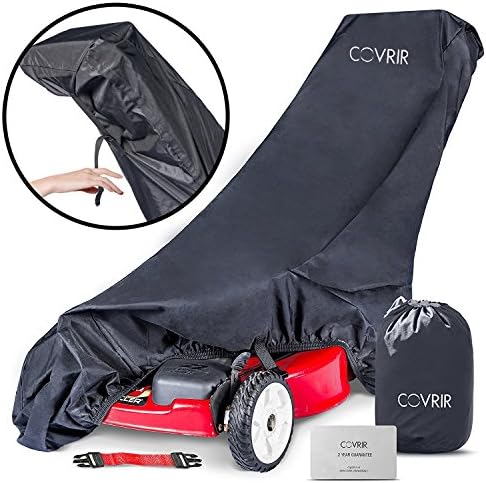COVRIR Ultra-Tech Push Lawn Mower Cover With Adjustable Fit And Waterproof Anti-UV Material. For Superior Outdoor All-Weather Protection.