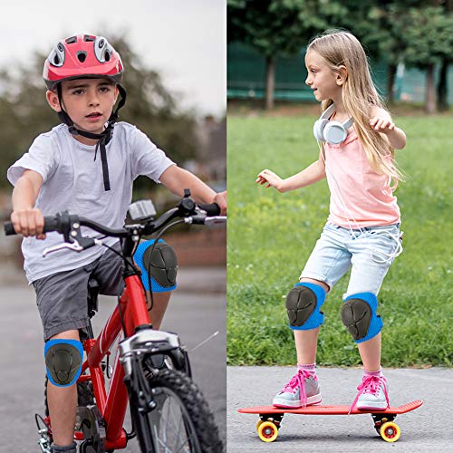 Knee Pads for Kids Toddler Knee Pads and Elbow Pads Set with Wrist Guards 3 in 1,Children Protective Gear Set for Skating Riding Cycling Biking Rollerblading Scooter(3-8 Years),Blue