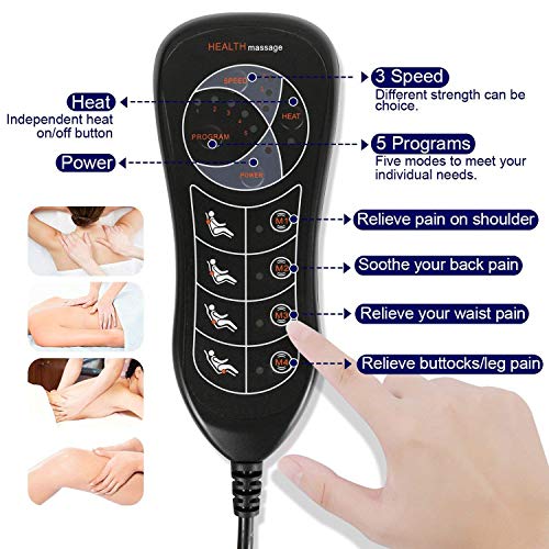 Relief Expert 10Motor Vibrating Car Seat Back Massager Chair Pad with