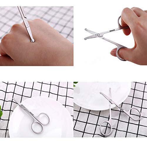 Nose Hair Scissors Rounded Tip Scissors Facial Hair Scissors Stainless Steel Blunt Tip Scissor for Eyebrows, Nose, Moustache, Beard, Grooming (ST-BMJ2)