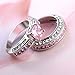 XAHH Jewelry Womens 2 pcs 925 Sterling Silver Plated Pink Cubic Zirconia Wedding Engagement Ring Set