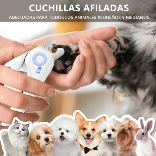 MXHIGO 2 en 1 Cortauñas para Perros y Gatos con Luz LED y Lima de Uñas, Ilumina las Uñas o la Línea de Sangre para Recortadores Seguros, Evitar Cortes Excesivos, Corte Rápido, Fácil de Recortar