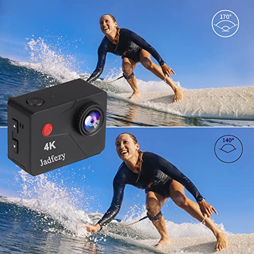 Jadfezy Action Camera 4K with WiFi, Remote Control, Sports Camera with