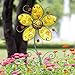 Exhart Metallic Yellow Flower Garden Stake, Durable Glass & Metal, Cute Yard Décor, 9.5
