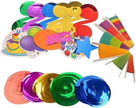 BIG COMBO for Party Supplies Set - Included Fiesta Paper Fan Decorations (6PCS) and Balloon Fun Mega Value Pack Swirl Decorations (50/Pkg) for Party, Event, Home Decoration by Goldenwide