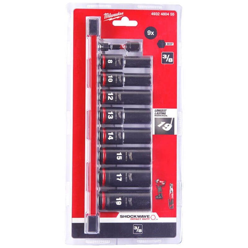 Milwaukee Impact Socket Set 4932480455 Cr-Mo Steel, Small