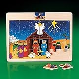 Fun Express Wooden Christmas Nativity Puzzle Party Favor - 1 Piece