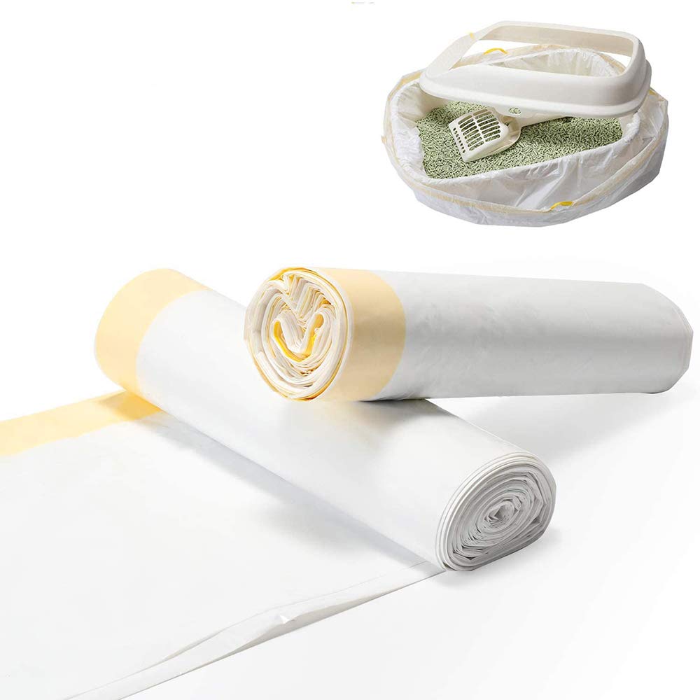 ASOCEA 14 Pcs Cat Litter Box Liners with Drawstrings Bags Small Pet Litter Tray Bags Disposable Kitten Tray Liners for Cats Dogs Litter Tray Cleaning 94x45cm