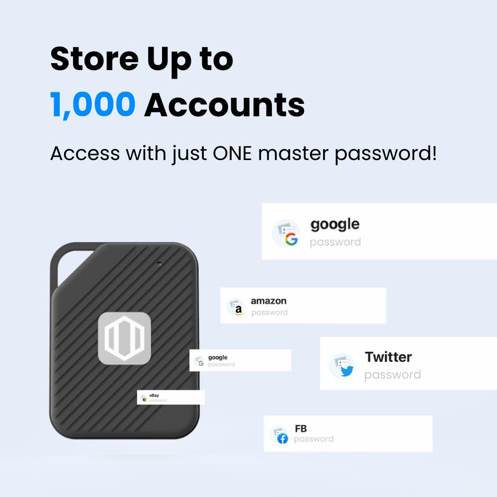 Offline Password Keeper – Secure Bluetooth Drive with Autofill, Store 1,000 Credentials, Military-Grade Encryption for Safe Password Management (Black)