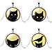 Witching Hour Black Cat Picture Cabochon Pendant Necklace for Women Girls Christmas Gift 4 Pieces