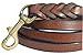 Soft Touch Collars Leather Braided Dog Leash, Brown with Padded Handle for Comfort, 6 Foot