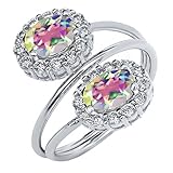 2.68 Ct Oval Mercury Mist Mystic Topaz 925 Sterling Silver Ring