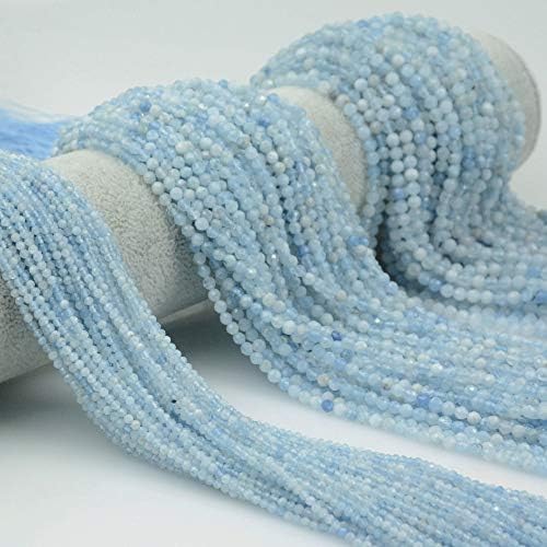 Natural Aquamarine Faceted Round Beads 3mm