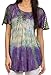 Sakkas Dina Relaxed Fit Sequin Tie Dye Embroidery Cap Sleeves Blouse/Top