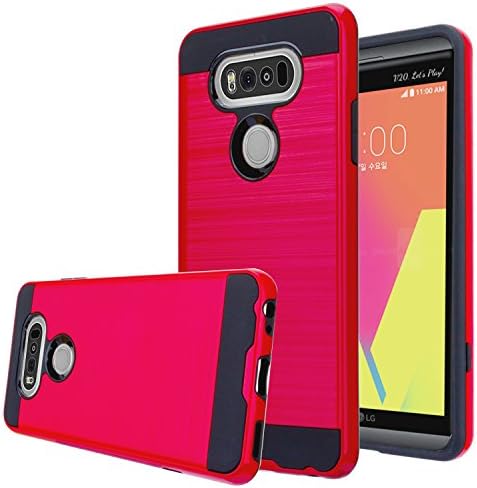 LG V20 Case, Aomax@ Hard Silicone Rubber Hybrid Armor Shockproof Protective Holster Cover Case For LG V20 (VLS ARMOR Red)