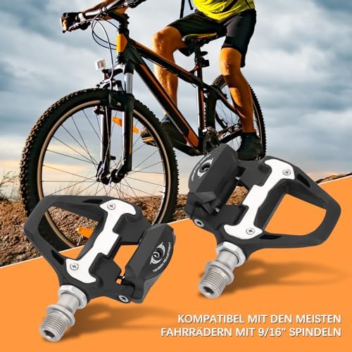 Für Rennradpedale, R21 Self Locking Clipless Fahrradpedale mit Cleats Set, Aluminiumlegierung 9/16“ Radfahren Pedale kompatibel mit für -SL-System 2