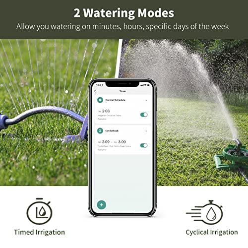 Diivoo - Temporizador de agua WiFi para manguera de jardín, temporizador de riego inteligente con hub, hasta 20 horarios de riego separados, compatible con Alexa y Google Home