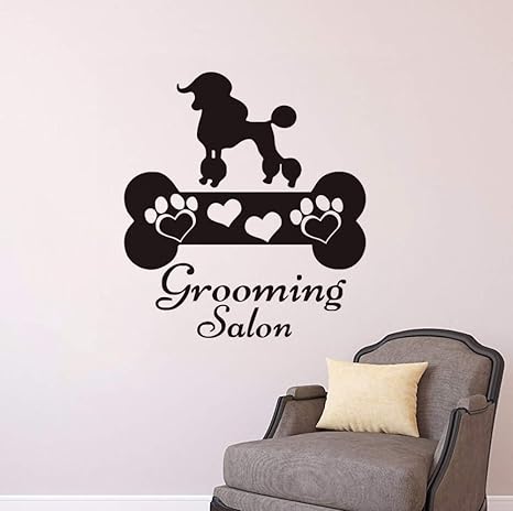 Amazon Bosakp 美しい犬骨ビニールウォールステッカーペットショップ装飾犬グルーミングサロン壁デカール取り外し可能なペットショップロゴ壁アート42 46 Cm ウォールステッカー オンライン通販
