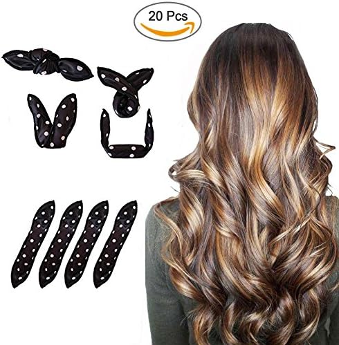Dr Nezix Sponge Flexible Foam Hair Curlers, 20pcs Soft Sleep Pillow Heatless Hair Rollers Set, Magic Hair Styling DIY Tools (Black)
