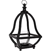 Boston International Wood, Metal, & Glass Decorative Lantern/Candle Holder, 18-Inches, Black Corsica