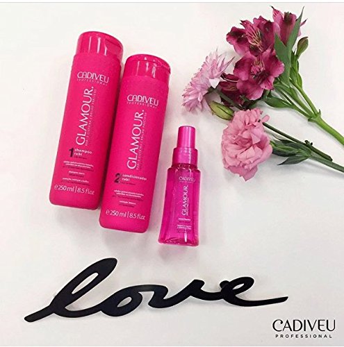 Cadiveu Glamour Shampoo 250ml, Conditioner 250ml and Liquid Crystal 65ml. (Set of 3)
