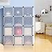 SONGMICS Cube Storage Organizer, 12-Cube Closet Storage Shelves, DIY Plastic Closet Cabinet, Modular Bookcase, Storage Shelving with Doors for Bedroom, Living Room, Office, Black ULPC34H