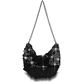 Sither Women's Evening Handbag Large Sequin Evening Bag Purses for Women Glitter Sparkly Handbag with Link Chain for Party