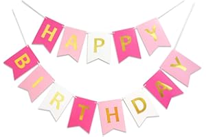 LETJOLT Roseo Pink Happy Birthday Banner Signs Golden Sparkle Funny Birthday Party Supplies for Girls Party Decorations Nursery Decorations 13 Pieces