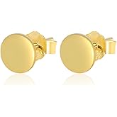 14K Gold Plated Dainty Tiny Bar, Ball, Trio Ball, Delta, Circle Disc and Heart Stud Earrings
