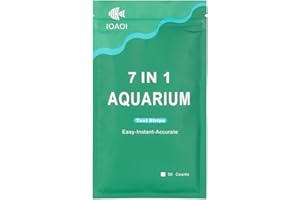 IOAOI Aquarium Test Strips for Freshwater and Saltwater, 50 Pcs of 7 in 1 Test Strips, pH, Alkalinity, Nitrite, Nitrate, Chlorine, Carbonate, Hardness