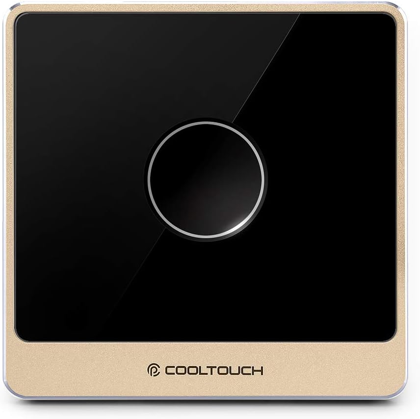 COOLTOUCH Z-Wave Plus Smart Wall Light Switch with Glass Touch Panel,Requires Neutral Wire and Hub,Works with SmartThings Wink and Alexa (1 Button, Black)